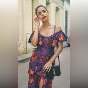 Alice McCall Purple and Red Floral Midi Dress